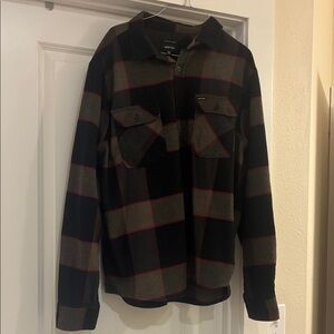 Brixton Black and Gray Plaid Button Down Shirt